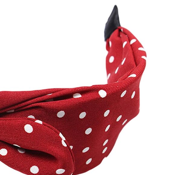 Women's Red Polka Dot Pin-Up Bow on Headband Hair Band b - Picture 5 of 5